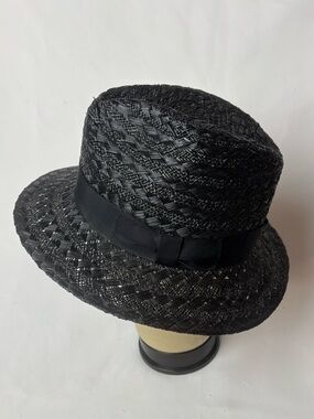 Bailey Of Hollywood Lamont Black Woven Bao Straw Fedora Hat Men’s Size XL